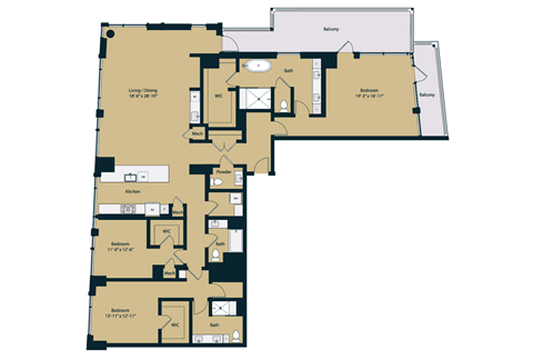 Floor plan for 3 beds, 3.5 baths, 2748 sqft